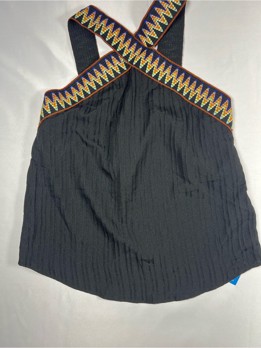 Cupshe Black Tank Top with Multicolor Zigzag Straps